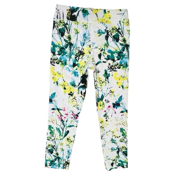 Krazy Larry Made/USA Pants white/Multicolor Leaves Print Stretch Pull On 2 NWOT - Picture 4 of 11
